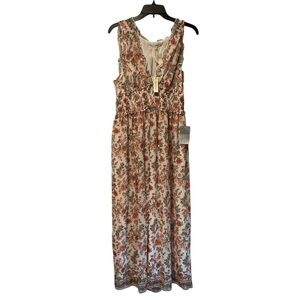 NWT Max Studio Floral Flower Long Sleeveless White Red Maxi Bohemian Dress sz XL
